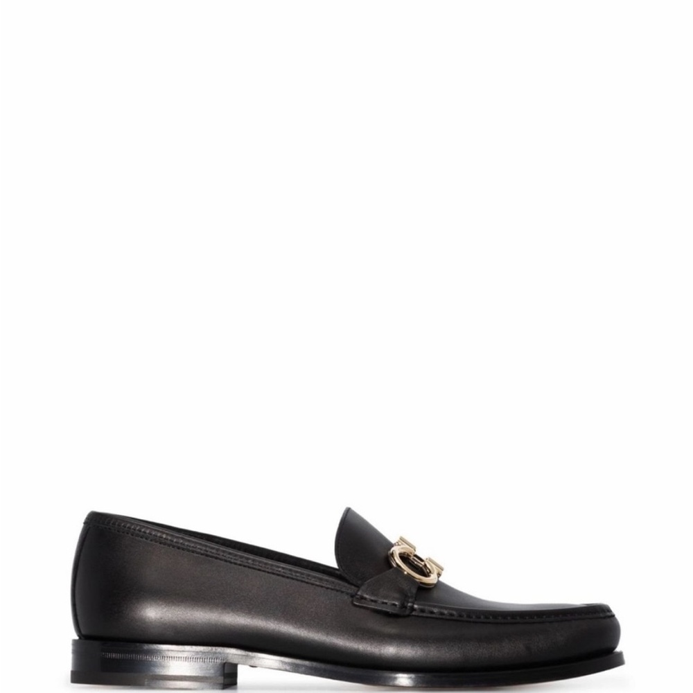 Men's Black Loafers with Gold Accent
